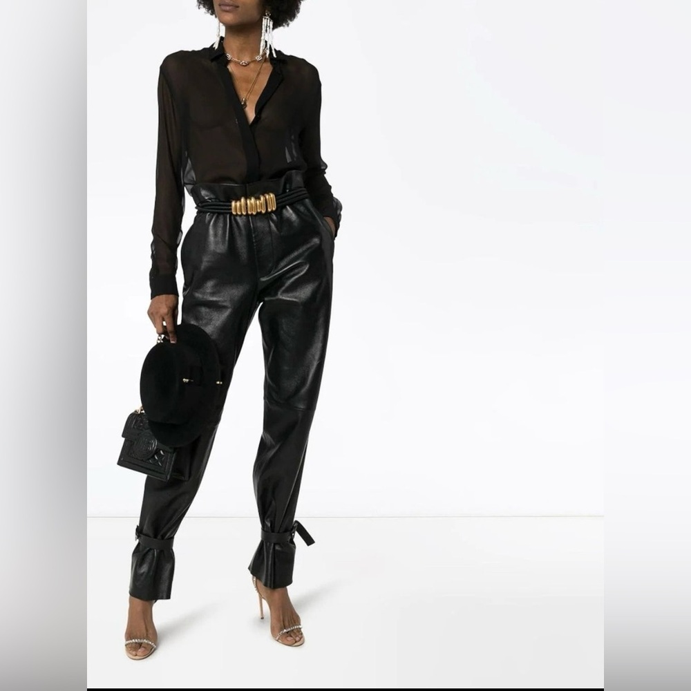 Rebecca Minkoff Women’s Black Sheer Chiffon Button Up Shirt Sz Large NWT